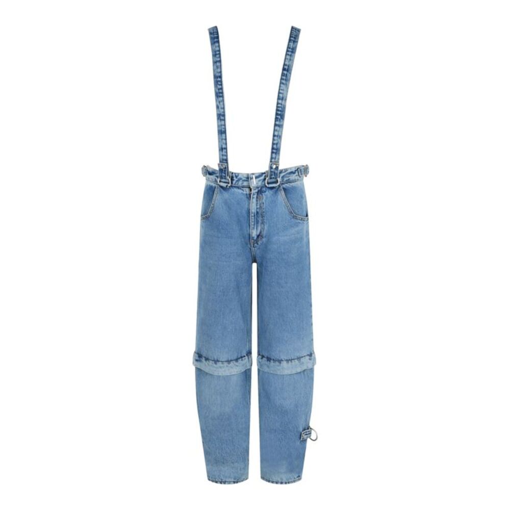 Givenchy Two In One Detachable Pants In Denim With Suspenders Blue Mens